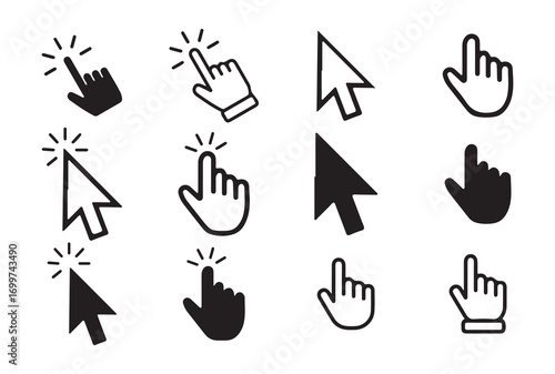 Digital touch icons, click gesture and navigation vector symbols