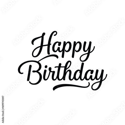 Elegant cursive script proclaims a joyful "Happy Birthday" message.