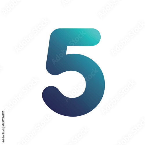 A stylized teal and blue number five, gradient design.