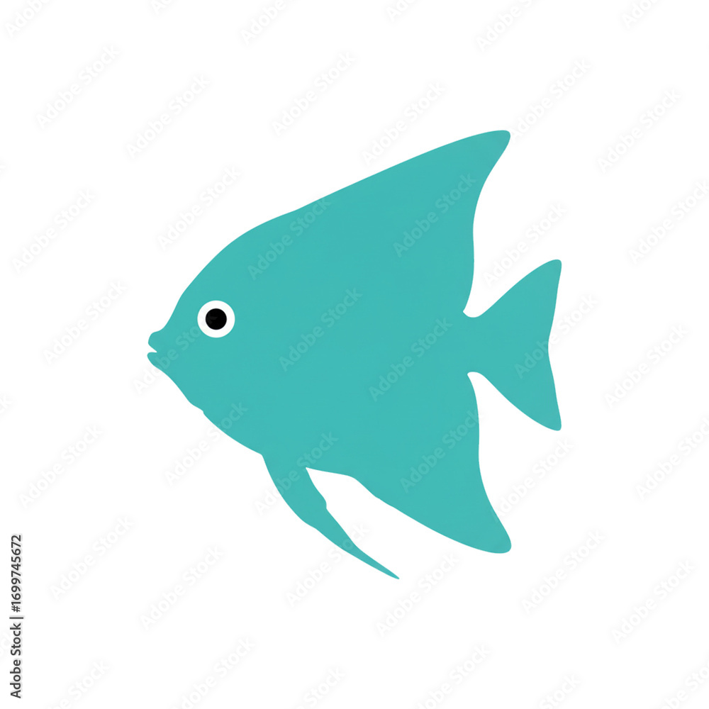 Fototapeta premium Flat Vector Illustration of Blue Angelfish Icon 