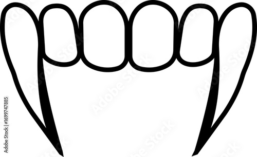 Vampire fangs icon vector illustration created with bold sharp lines and dramatic gothic style, symbolizing the legendary myth of vampires, horror stories, and dark fantasy culture. gothic branding