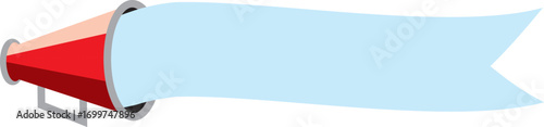Megaphone Icon with Banner for Communication, Announcements, and Advertising on White