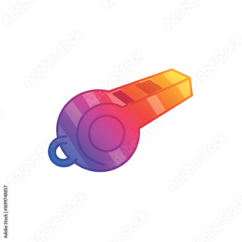 A colorful, stylized whistle illustration, rendered with a gradient effect against a white background.