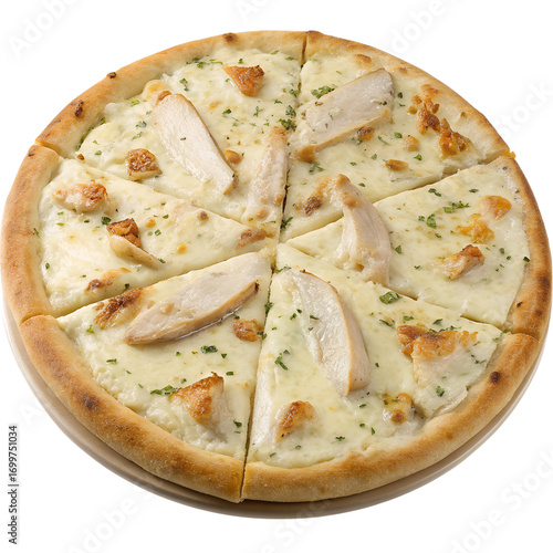 Chicken Alfredo Pizza on transparent background