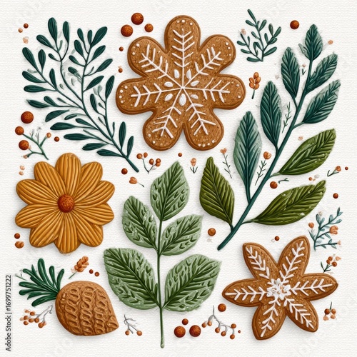 Wallpaper Mural Autumnal Floral Arrangement with Gingerbread Cookies Torontodigital.ca