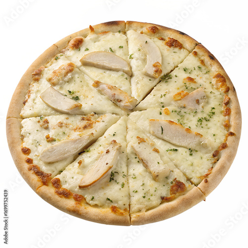Chicken Alfredo Pizza on transparent background
