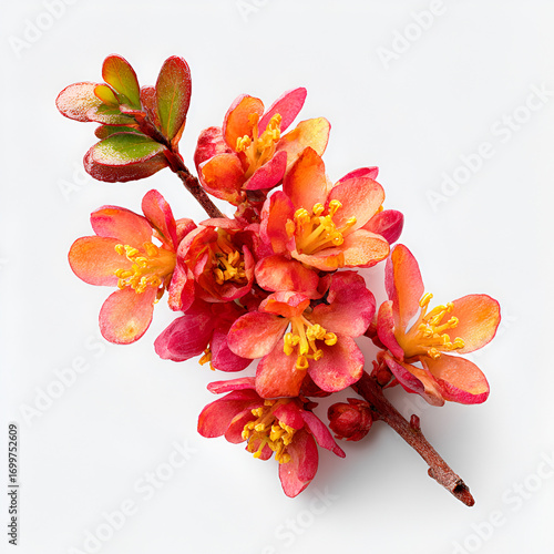 Blossom Closeup Flower Head Isolated on White Background