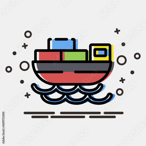 Icon cargo ship. Export import elements. Icon in MBE style.