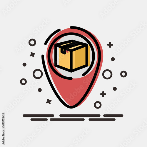 Icon delivery map location. Export import elements. Icon in MBE style.