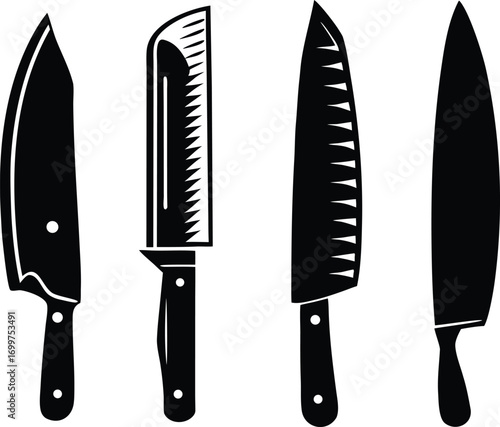 set of kitchen knives