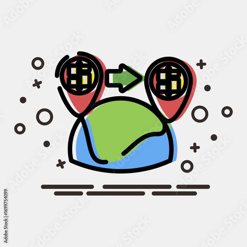 Icon shipping costs. Export import elements. Icon in MBE style.