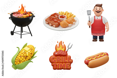3D barbecue grill set