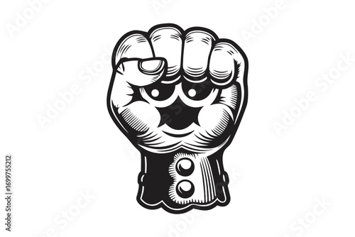 Clenched Fist with Buttoned Cuff Isolated on White Background