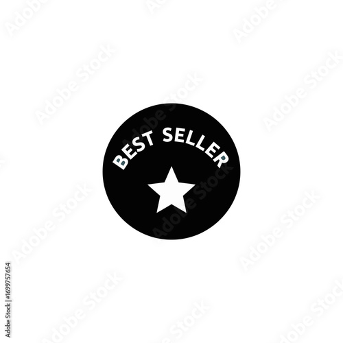 Black circle with white star and "BEST SELLER" text, isolated on a white background.
