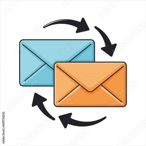 Interconnected Blue and Orange Envelopes with Circular Arrow Exchange.