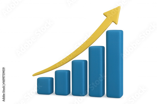 Financial bar graph rising, yellow arrow indicating upward trend, signaling business performance growth on transparent backdrop Free Download Financial bar graph rising, yellow arrow indicating upward trend, signaling business performance growth on transparent backdrop - GFXLoad