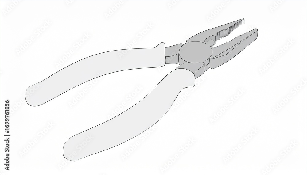 Fototapeta premium gray pliers hand tool white background