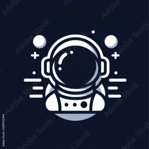 Minimalist astronaut head icon in flat design style.