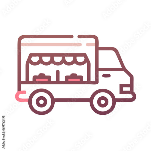 Gradient food truck icon with canopy and containers