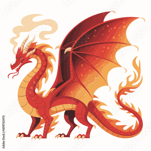 This bold image of a dragon captures its fierce presence and fire-breathing capabilities, embodying strength, fantasy, and the timeless allure of mythical creatures.