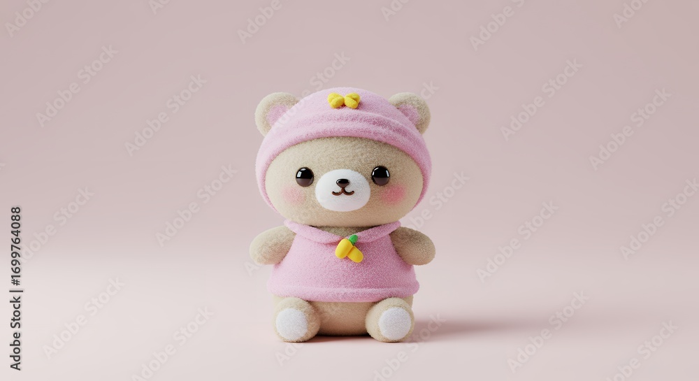 Obraz premium Cute Kawaii Animal Character with Pastel Background