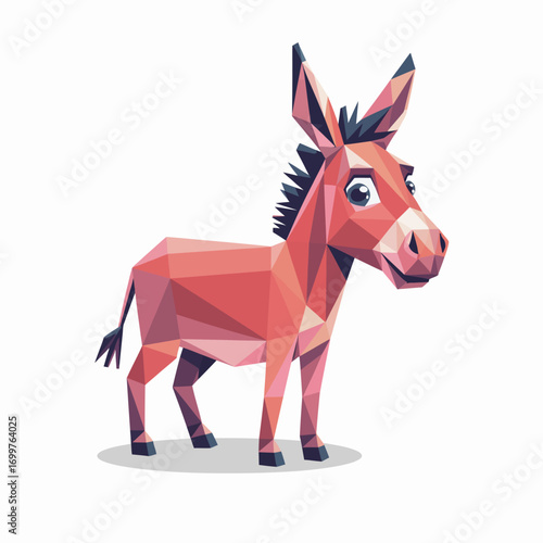 This image features a colorful polygonal donkey, representing whimsy and playfulness, designed in a geometric style that captures attention and evokes a sense of fun and joy.