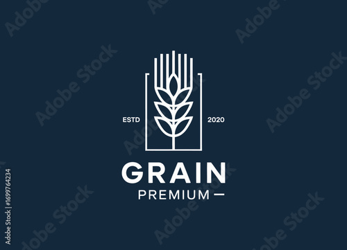 This minimalist logo captures the essence of premium grain products, featuring stylized wheat and elegant lettering, perfect for brands in agriculture and natural food industries.