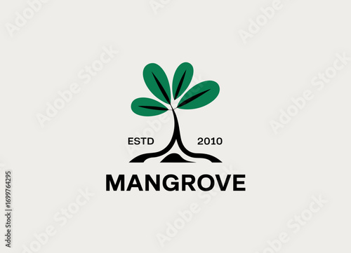 This logo features a stylized mangrove tree with vibrant green leaves and a modern black design, symbolizing nature, growth, and sustainability since 2010.