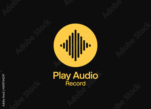 This logo design showcases a circular audio wave in yellow, representing sound and creativity, perfect for a modern audio recording or production brand.