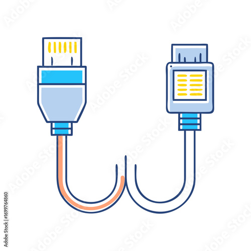 Illustration of a Micro USB and an USB connector for electronic devices