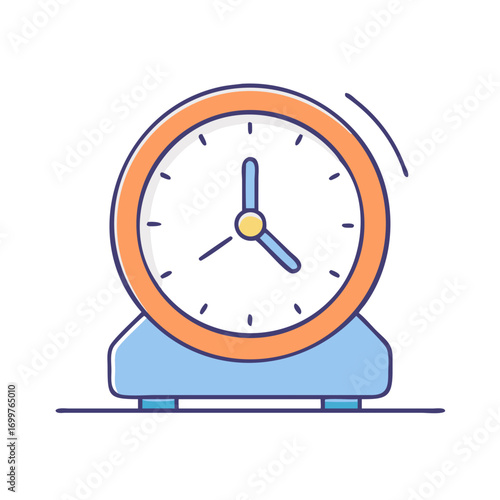 Stylized Alarm Clock with Orange Frame and Blue Accents Vector Illustration