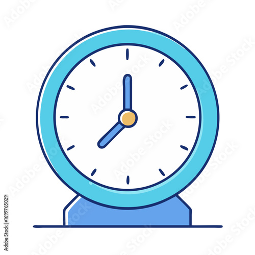 Simple Blue and White Analog Clock Representing Time Passing Illustration Design
