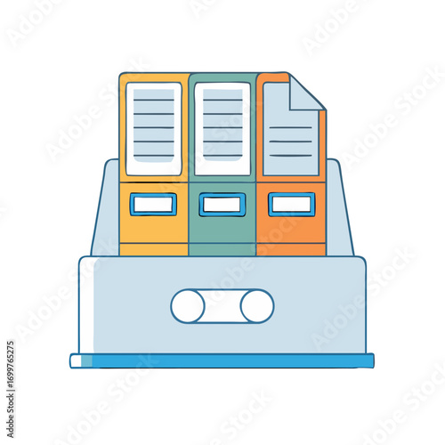 Filing cabinet with folders and documents for office organization purposes