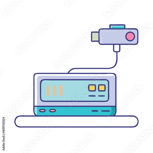 Cartoon illustration of a medical device for monitoring blood glucose levels