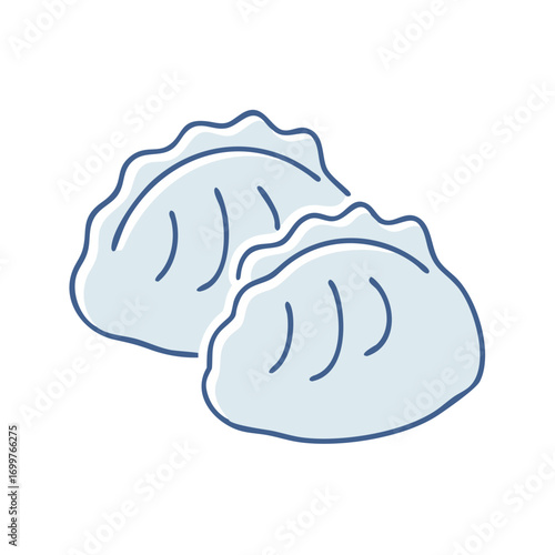Pair of steamed dumplings illustration perfect for Asian cuisine promotional materials