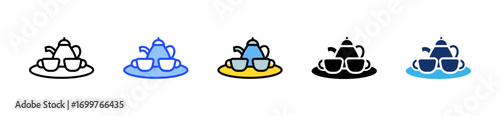Tea Set Icon Collection With Multiple Styles