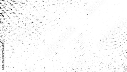 Halftone abstract black dot background creates dynamic visual effect with gradient transition, ideal for modern graphic design and retro-inspired artworks.