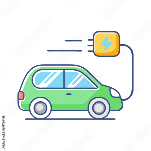 Electric Vehicle Charging With a Charging Unit for Sustainable Transportation Illustration