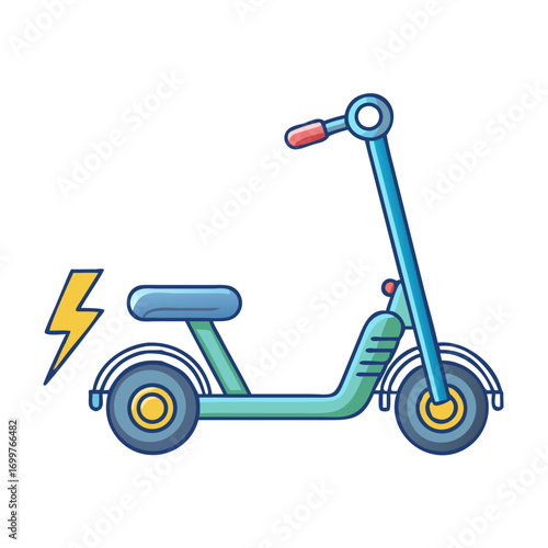 Electric scooter illustration featuring vibrant colors on a clean white background