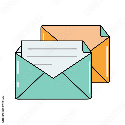 Stylized Image of Two Envelopes, One Open with a Letter Inside