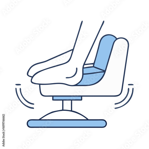 Stylized image of a foot spa with vibrating motion illustration art