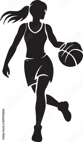 Female Soccer Player with Ball Silhouette Icon
