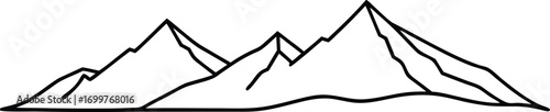 Black and white mountain range outline mountains peaks