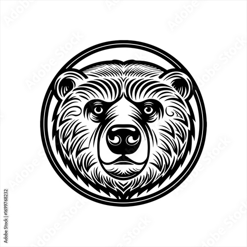 Fierce Bear Head Emblem Graphic Design.
