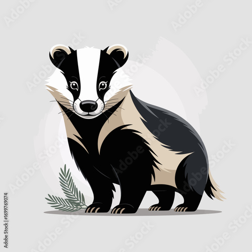 This delightful image captures a cheerful badger, emphasizing its friendly expression, appealing to nature lovers and wildlife enthusiasts through its captivating charm.