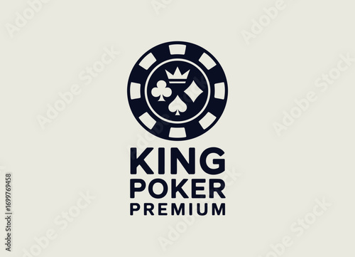 This logo design incorporates classic poker elements featuring a card and chips, representing the excitement and thrill of premium poker gaming experiences.