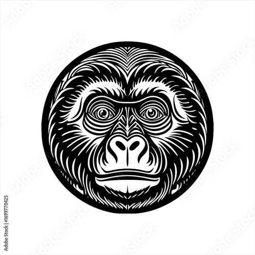 Stylized Black and White Gorilla Face Illustration 11.