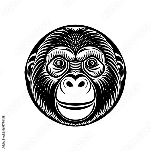 Stylized Black and White Gorilla Face Illustration 4.