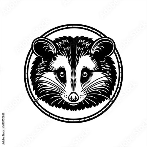 Stylized Raccoon Face Emblem.