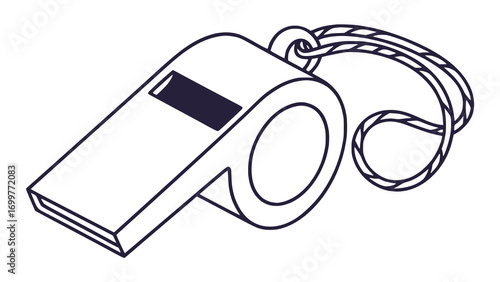 Flat vector of a whistle, simple clean design, solid color style, isolated on white background